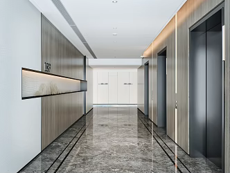 modern elevator hall 3d model
