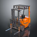 Orange Caterpillar Industrial Forklift With Metal Mast Forks Wheels And Operator Cab