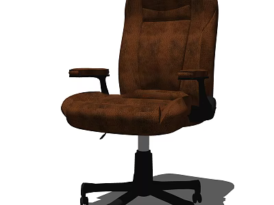 Brown Office Chair With Padded Seat Back Armrests And Black Wheel Base 3d model