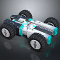 Modern Four Wheel Toy Car With Large Tires And White Black Blue Design