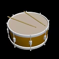 Gold And White Marching Drum With Drumhead And Two Wooden Drumsticks