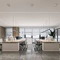 Modern Public Office Space With Workstations Computers White Office Chairs Marble Flooring And Large Windows