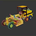 Heavy Duty Yellow Construction Grader Utility Vehicle With Cab And Large Wheels
