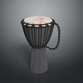 Traditional Handcrafted Djembe Drum With Natural Drumhead Carved Wooden Body And Decorative Chain