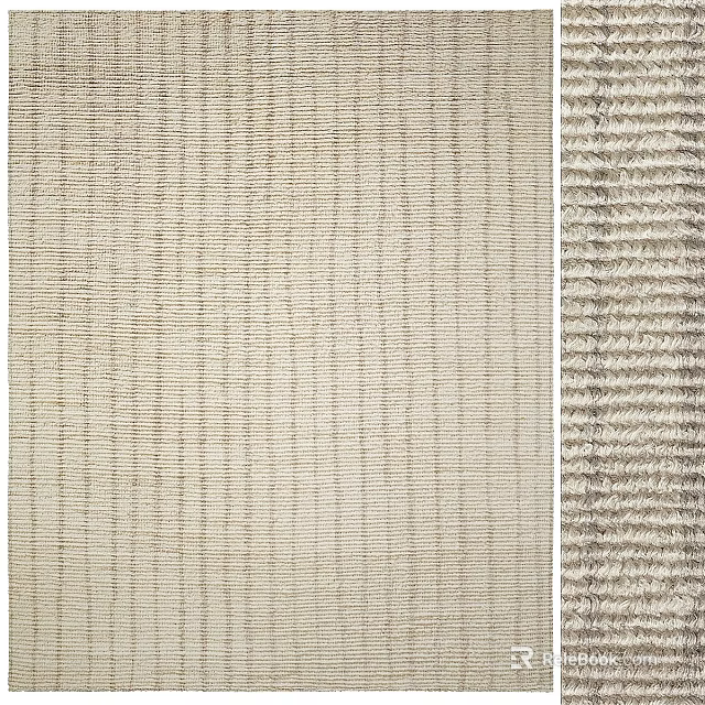Light Beige Square Rug With Vertical Stripes And Textured Modern Pattern 3d model