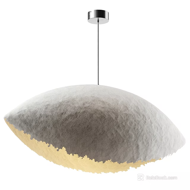 Textured Gray Hemispherical Pendant Light With Warm Glow And Contemporary Design 3d model