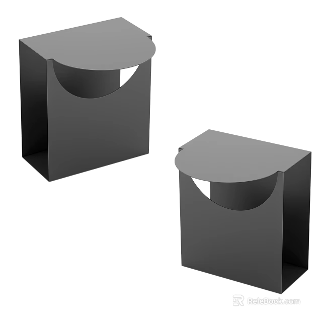 Modern Two Gray Side Tables With Curved Tabletop And Sleek Minimalist Design For Home 3d model 
