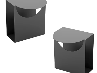Modern Two Gray Side Tables With Curved Tabletop And Sleek Minimalist Design For Home 3d model