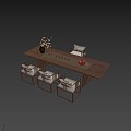 Modern Tea Table and Chair Combination Tea Set 3d model