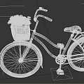 Green Bicycle With Front Basket Red Yellow Flowers Brown Seat Training Wheels