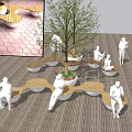 Modern tree pool tree pool seat 3d model