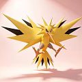 Yellow Toy Figure With Spiky Wings Black Accents Lit On Pink Background