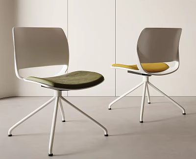 Modern Office Chair With Gray Backrest Green Yellow Seat And White Five Leg Base 3d model