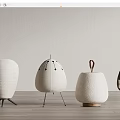 Akari and paper table lamp combination 3d model