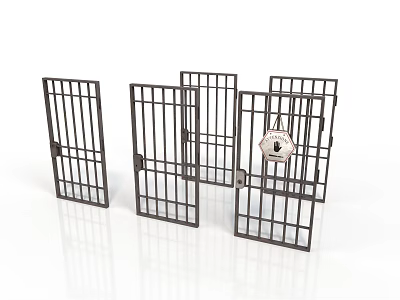Metal Iron Grilles Gates With Security Lock For Safety Applications 3d model