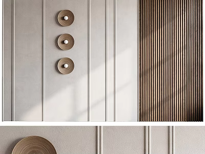 Modern Wall Decor With Circular Accents And Paneled Design 3d model