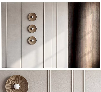 Modern Wall Decor With Circular Accents And Paneled Design 3d model