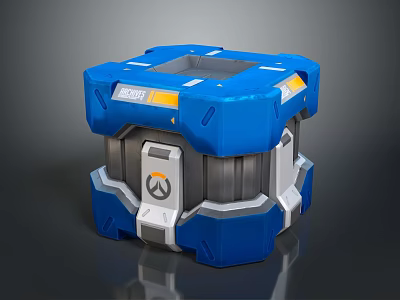 Blue Futuristic Overwatch Storage Device With Geometric Design And Gray Accents 3d model