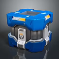 Blue Futuristic Overwatch Storage Device With Geometric Design And Gray Accents