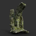 Rough Moss Covered Natural Rock Formation With Green Moss And Textured Surface
