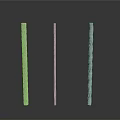 Three Long Metal Industrial Equipment Rods With Spiral Texture And Reflective Surface