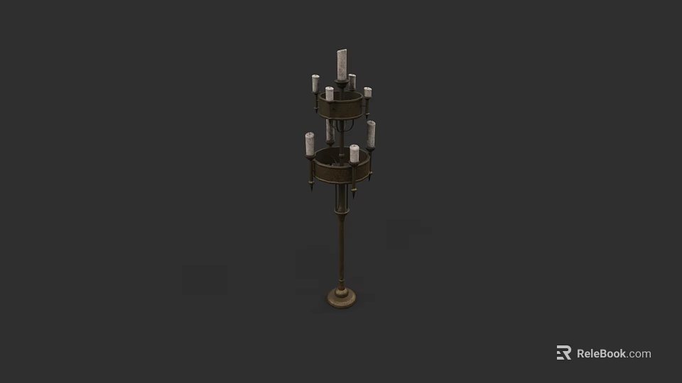 Classic Metal Candle Lamp With Multiple Tiers And Candle Shaped Lights 3d model 