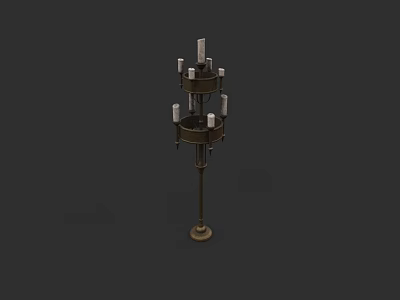 Classic Metal Candle Lamp With Multiple Tiers And Candle Shaped Lights 3d model