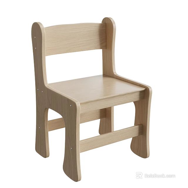 Light Wood Children's Chair With Simple Design And Sturdy Structure For Kids 3d model 