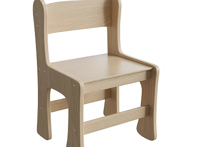 Light Wood Children's Chair With Simple Design And Sturdy Structure For Kids 3d model