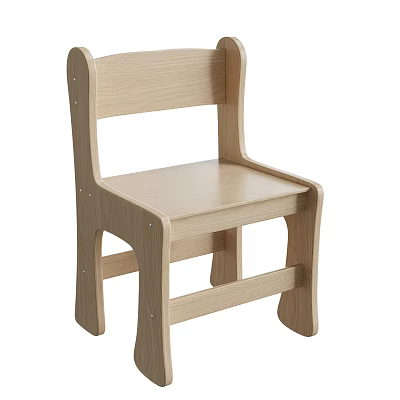 Light Wood Children's Chair With Simple Design And Sturdy Structure For Kids 3d model