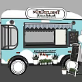 Ice Cream Truck Model With Sweet Treats Sign And Ladder On Display Platform