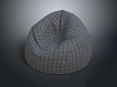 Comfortable Modern Gray Plaid Fabric Bean Bag Chair For Living Room Space 3d model