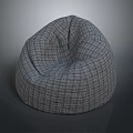 Comfortable Modern Gray Plaid Fabric Bean Bag Chair For Living Room Space