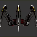 Mechanical Spider With Metal Legs Red And Black Body Detailed Joints