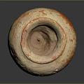 Rustic Terracotta Vase With Round Mouth Orange White Patina And Textured Bulbous Body