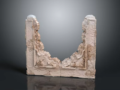 Traditional Chinese Stone Carving Architectural Component With Intricate Decorative Patterns And Corner Design 3d model