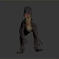 Realistic 3D Dinosaur Model With Purple Yellow Skin Sharp Teeth Standing Pose 3d model