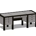 Modern Wooden Desk With Spacious Top And Multiple Drawers Design