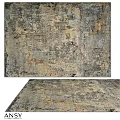 Square Rug With Abstract Distressed Texture In Neutral Gray Beige Tones