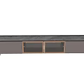 Modern Wooden TV Stand With Marble Top And Metal Accents Storage Drawers Open Shelves