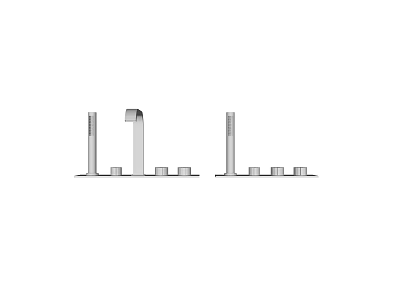 Two Faucet Designs With Vertical Column Spout Base And Control Knobs 3d model
