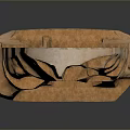 Abstract Terracotta Sculpture Carving With Intricate Hollowed Out Cutouts On Black Background