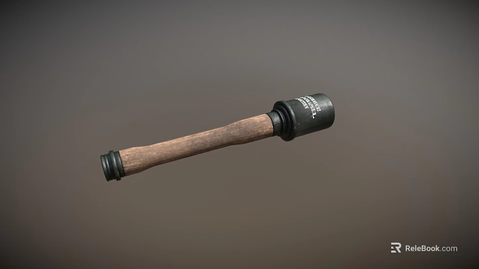 Tactical Weapon With Wooden Handle And Black Metal Construction Design Structure 3d model