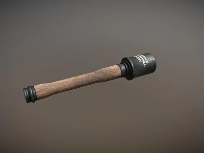 Tactical Weapon With Wooden Handle And Black Metal Construction Design Structure 3d model