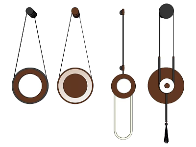 Modern Wall Lamps With Circular Shapes Brown White Black Tones And Linear Designs 3d model