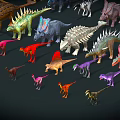 Various Colorful Dinosaur Reptile Models of Different Species Gathered Together