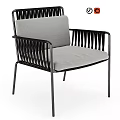 Modern Leisure Chair With Black Metal Frame Woven Back And Comfortable Fabric Cushion