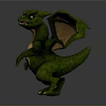 Mythical Green Dragon Creature Character With Scaly Skin And Wings