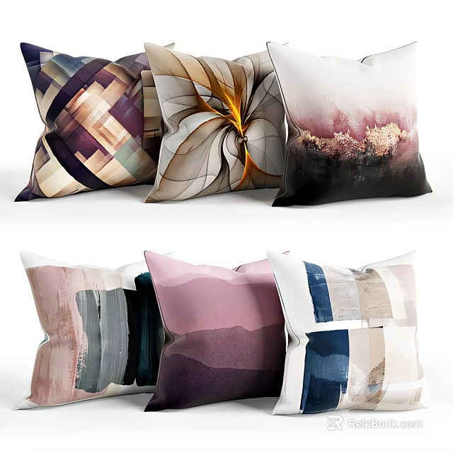 Square Decorative Pillows With Geometric Abstract Art And Colorful Patterns For Home Decor 3d model 