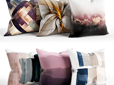 Square Decorative Pillows With Geometric Abstract Art And Colorful Patterns For Home Decor 3d model